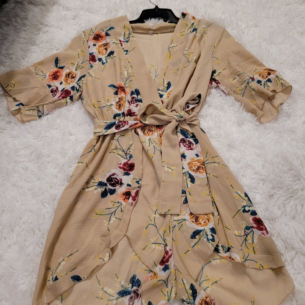 Sexy Kimono Floral print One piece short (Romper)